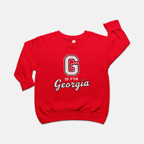 flat lay UGA toddler sweatshirt for game day 