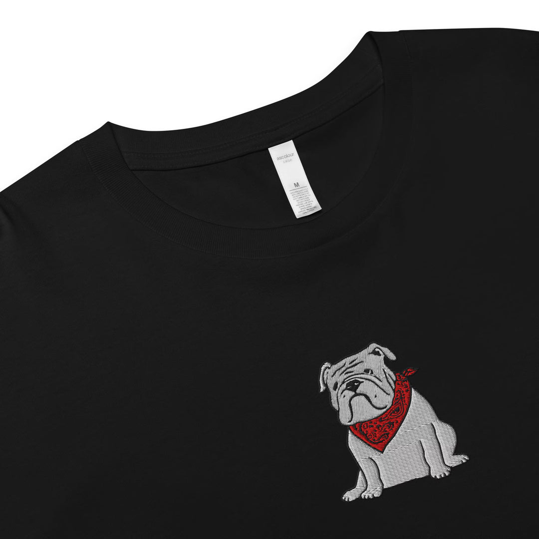 Adult Embroidered Bulldog Crop Top