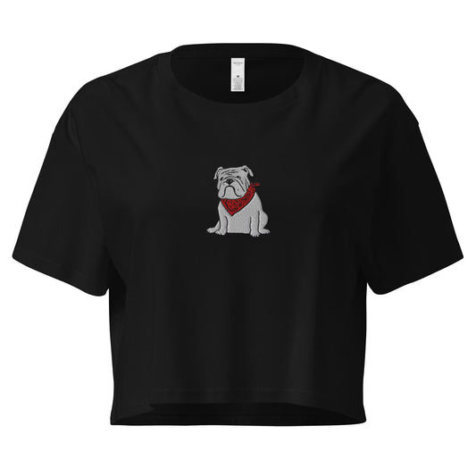 Adult Embroidered Bulldog Crop Top