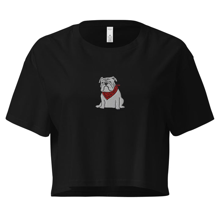 Adult Embroidered Bulldog Crop Top