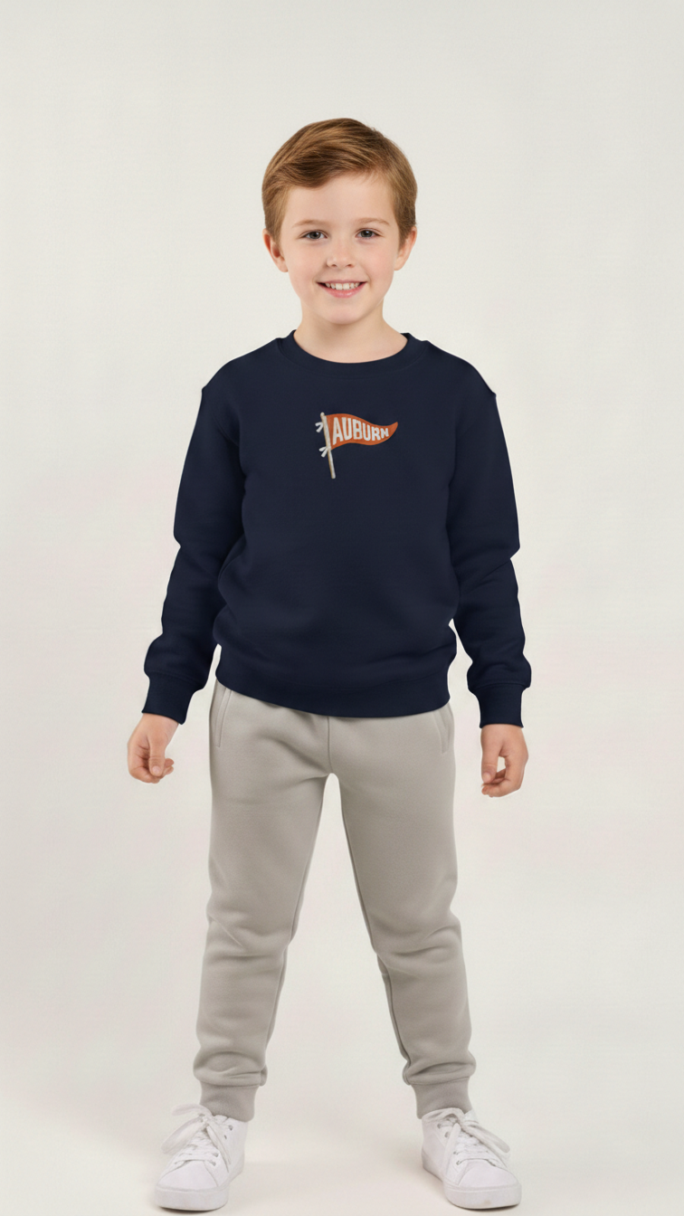 Kids (5T-XL) Embroidered Auburn Pennant Sweatshirt