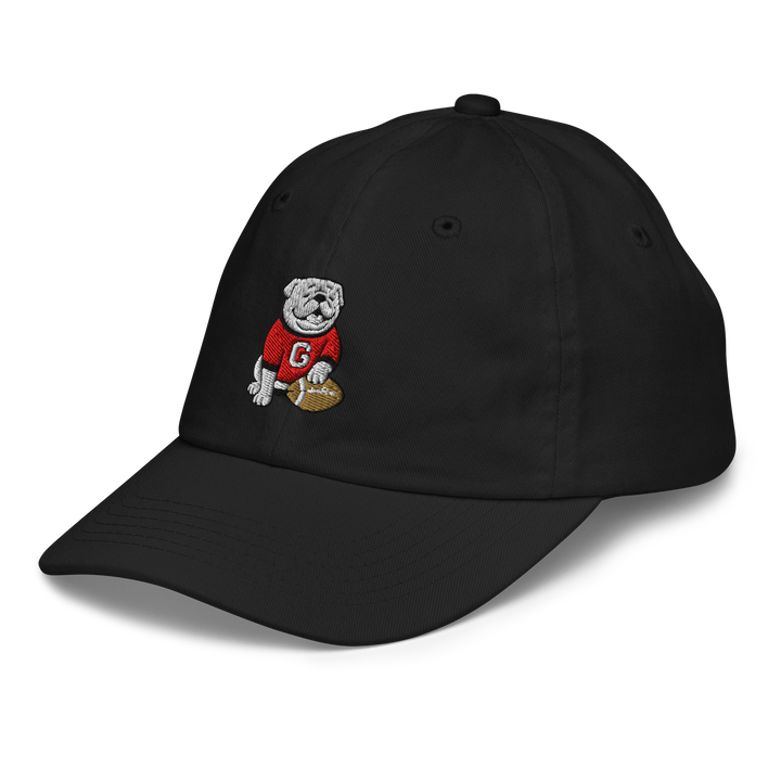 Kid  Georgia Bulldogs embroidered baseball cap in black side view
